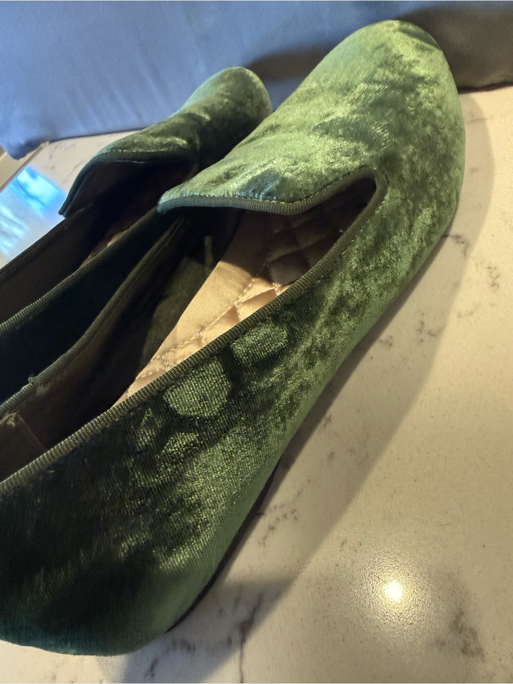 Birdies women’s Velvet Slip-On Loafers in Forest Green - Picture 7 of 15